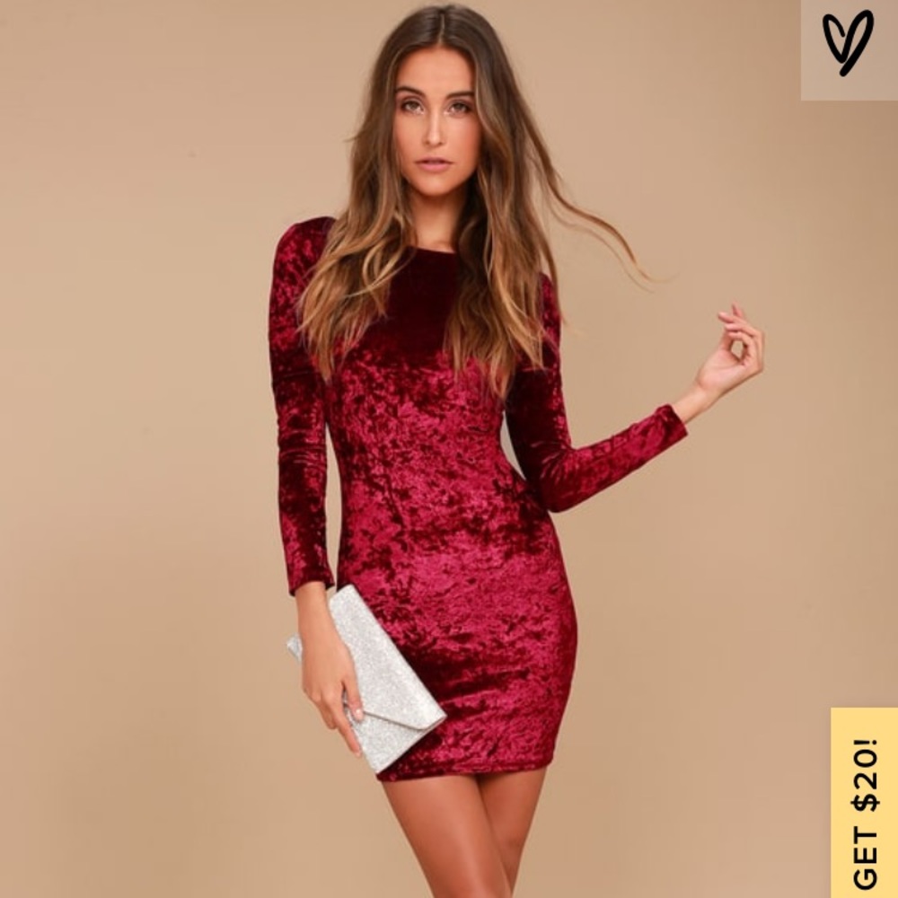 Lulus burgundy velvet dress